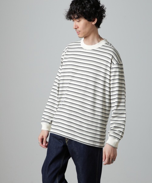 【セール】Anti Soaked(R) ランダムボーダークルーネックTシャツ 長袖（Tシャツ/カットソー）｜nano･universe（ナノユニバース）