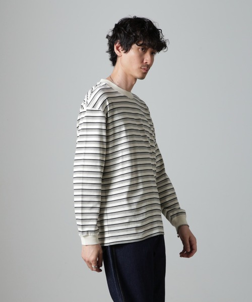 【セール】Anti Soaked(R) ランダムボーダークルーネックTシャツ 長袖（Tシャツ/カットソー）｜nano･universe（ナノユニバース）