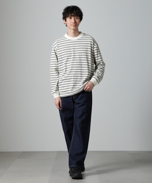 【セール】Anti Soaked(R) ランダムボーダークルーネックTシャツ 長袖（Tシャツ/カットソー）｜nano･universe（ナノユニバース）