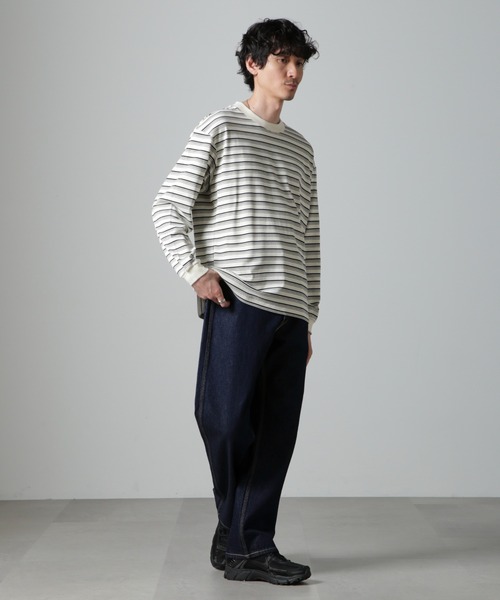 【セール】Anti Soaked(R) ランダムボーダークルーネックTシャツ 長袖（Tシャツ/カットソー）｜nano･universe（ナノユニバース）