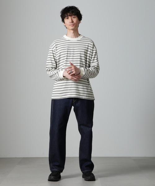 【セール】Anti Soaked(R) ランダムボーダークルーネックTシャツ 長袖（Tシャツ/カットソー）｜nano･universe（ナノユニバース）