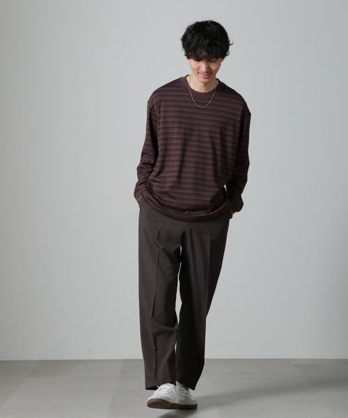 【セール】Anti Soaked(R) ランダムボーダークルーネックTシャツ 長袖（Tシャツ/カットソー）｜nano･universe（ナノユニバース）