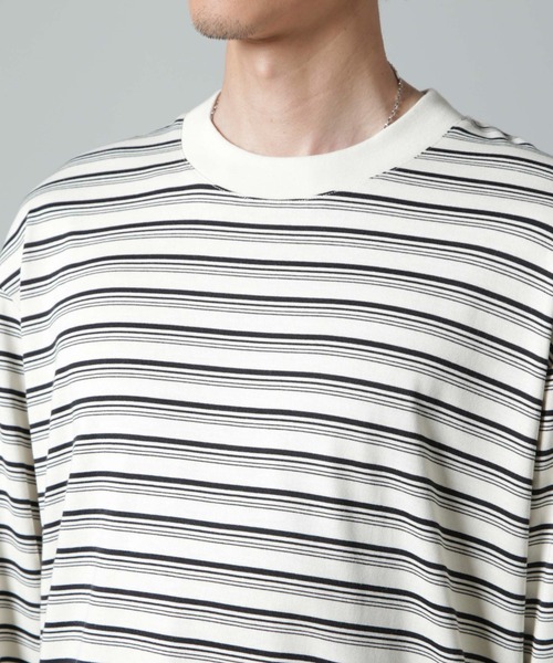 【セール】Anti Soaked(R) ランダムボーダークルーネックTシャツ 長袖（Tシャツ/カットソー）｜nano･universe（ナノユニバース）