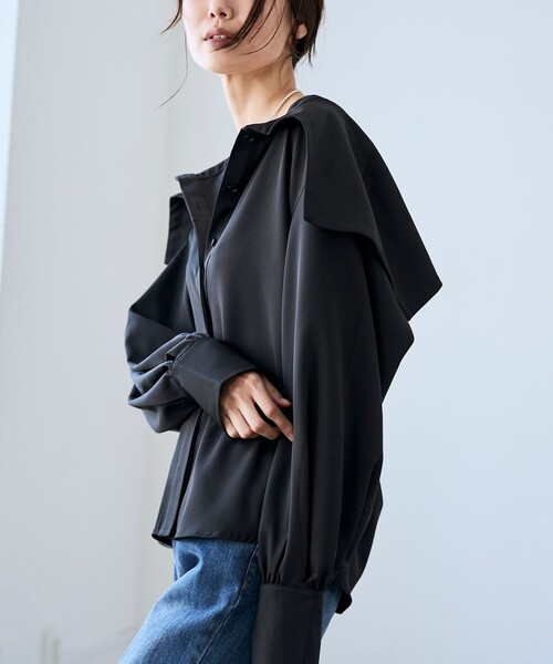 RONEL（ロネル）の「【RONEL】セーラーカラーブラウス（シャツ/ブラウス・レディース・ブラック/ネイビー/オフホワイト・S/M）」の5枚目の写真