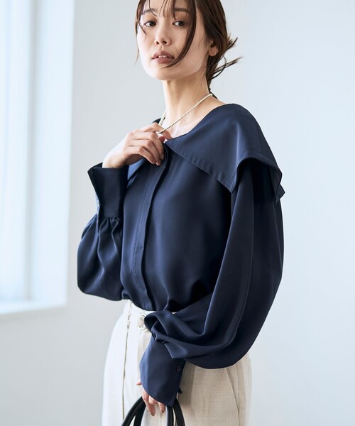 RONEL（ロネル）の「【RONEL】セーラーカラーブラウス（シャツ/ブラウス・レディース・ブラック/ネイビー/オフホワイト・S/M）」の11枚目の写真