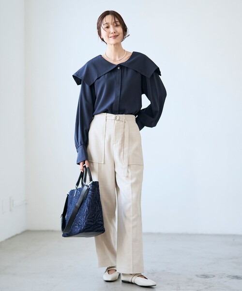 RONEL（ロネル）の「【RONEL】セーラーカラーブラウス（シャツ/ブラウス・レディース・ブラック/ネイビー/オフホワイト・S/M）」の12枚目の写真