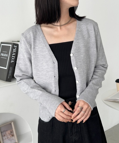 グレー ハート刺繍 カーディガン グレー ハート刺繍 カーディガン
