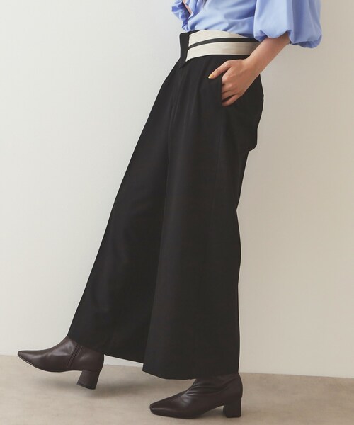 OPAQUE.CLIP(オペークドットクリップ)の「◆マーベルトデザイン タックワイドパンツ【洗濯機洗い可】(その他パンツ・レディース・チャコールグレー/ブラック・40/38/36)」の3枚目の写真