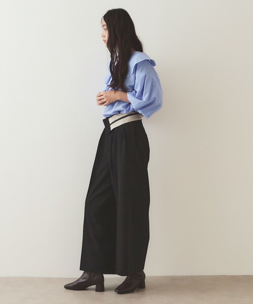 OPAQUE.CLIP(オペークドットクリップ)の「◆マーベルトデザイン タックワイドパンツ【洗濯機洗い可】(その他パンツ・レディース・チャコールグレー/ブラック・40/38/36)」の5枚目の写真