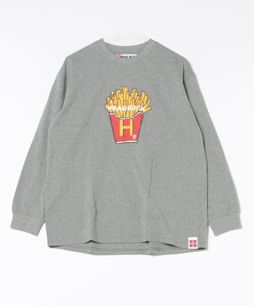 HEAD ROCK(ヘッドロック)の「HEADROCK/ヘッドロック 長袖オーバーサイズTシャツ(大人)(Tシャツ/カットソー・レディース・オフホワイト/杢グレー/スミクロ・160cm/170cm/180cm)」の1枚目の写真