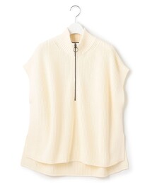 【WOMEN】コットンニット ハーフジップポンチョ