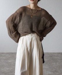 ウール混モヘアタッチニット