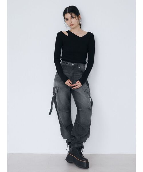 MURUA（ムルーア）の「レイヤードハイゲージニット（ニット/セーター・レディース・ブラック/アイボリー/ブルー・FREE）」の8枚目の写真