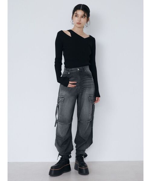 MURUA（ムルーア）の「レイヤードハイゲージニット（ニット/セーター・レディース・ブラック/アイボリー/ブルー・FREE）」の9枚目の写真