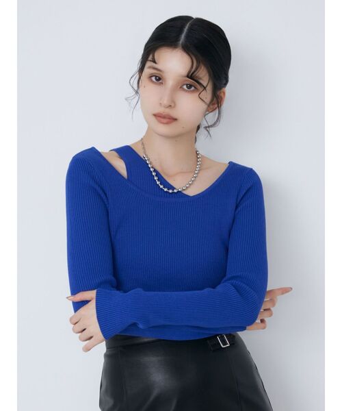 MURUA（ムルーア）の「レイヤードハイゲージニット（ニット/セーター・レディース・ブラック/アイボリー/ブルー・FREE）」の10枚目の写真