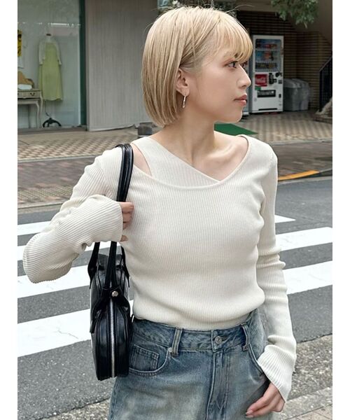 MURUA（ムルーア）の「レイヤードハイゲージニット（ニット/セーター・レディース・ブラック/アイボリー/ブルー・FREE）」の14枚目の写真