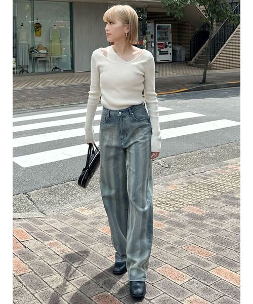 MURUA（ムルーア）の「レイヤードハイゲージニット（ニット/セーター・レディース・ブラック/アイボリー/ブルー・FREE）」の16枚目の写真