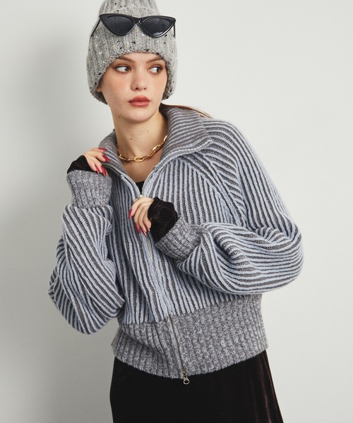 uyu.（ウユ）の「Double Zip Rib Knit Sweater / ダブルジップ
