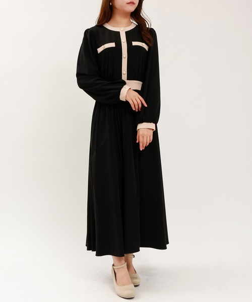 ASTORIA ODIER（アストリアオディール）の「配色デザインワンピース（ワンピース・レディース・ベージュ/ネイビー/ブラック/その他/ブルー・MEDIUM/LARGE）」の11枚目の写真