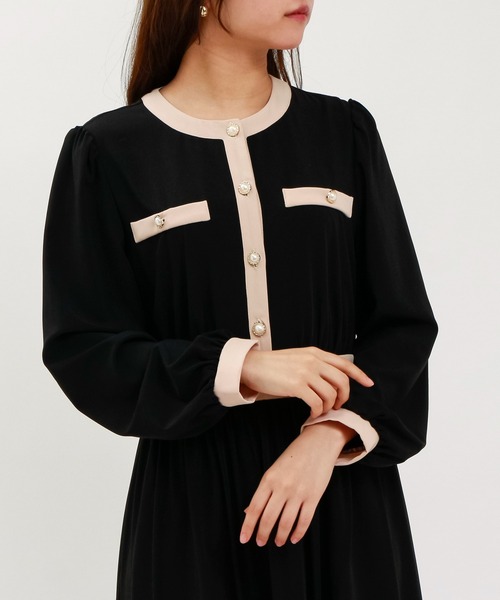 ASTORIA ODIER（アストリアオディール）の「配色デザインワンピース（ワンピース・レディース・ベージュ/ネイビー/ブラック/その他/ブルー・MEDIUM/LARGE）」の14枚目の写真