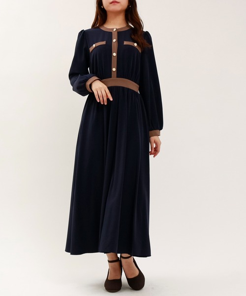 ASTORIA ODIER（アストリアオディール）の「配色デザインワンピース（ワンピース・レディース・ベージュ/ネイビー/ブラック/その他/ブルー・MEDIUM/LARGE）」の18枚目の写真