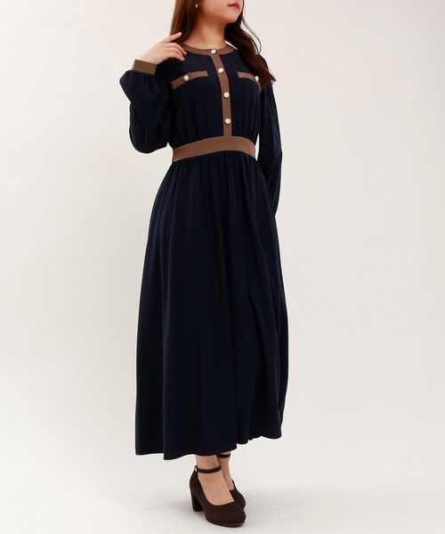 ASTORIA ODIER（アストリアオディール）の「配色デザインワンピース（ワンピース・レディース・ベージュ/ネイビー/ブラック/その他/ブルー・MEDIUM/LARGE）」の19枚目の写真