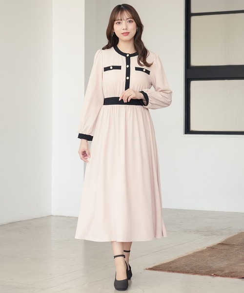 ASTORIA ODIER（アストリアオディール）の「配色デザインワンピース（ワンピース・レディース・ベージュ/ネイビー/ブラック/その他/ブルー・MEDIUM/LARGE）」の7枚目の写真