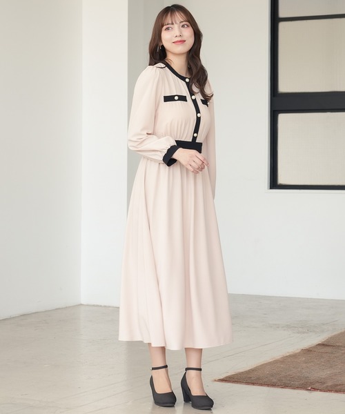 ASTORIA ODIER（アストリアオディール）の「配色デザインワンピース（ワンピース・レディース・ベージュ/ネイビー/ブラック/その他/ブルー・MEDIUM/LARGE）」の8枚目の写真