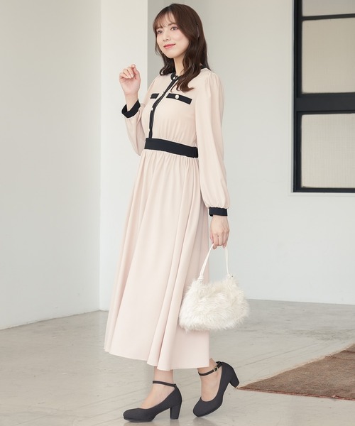 ASTORIA ODIER（アストリアオディール）の「配色デザインワンピース（ワンピース・レディース・ベージュ/ネイビー/ブラック/その他/ブルー・MEDIUM/LARGE）」の6枚目の写真