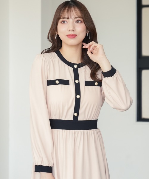 ASTORIA ODIER（アストリアオディール）の「配色デザインワンピース（ワンピース・レディース・ベージュ/ネイビー/ブラック/その他/ブルー・MEDIUM/LARGE）」の9枚目の写真