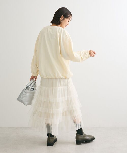 Green　Parks（グリーンパークス）の「2wayチュールティアードフリルスカート(ペチ付き)（スカート・レディース・アイボリー/ブラック/グレー・FREE）」の7枚目の写真