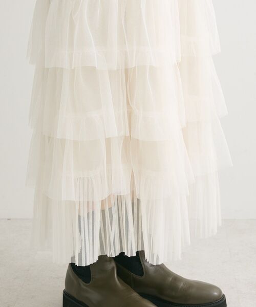 Green　Parks（グリーンパークス）の「2wayチュールティアードフリルスカート(ペチ付き)（スカート・レディース・アイボリー/ブラック/グレー・FREE）」の9枚目の写真