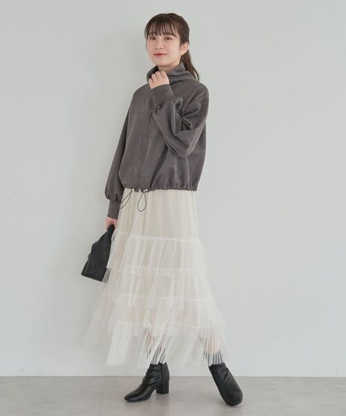 Green　Parks（グリーンパークス）の「2wayチュールティアードフリルスカート(ペチ付き)（スカート・レディース・アイボリー/ブラック/グレー・FREE）」の18枚目の写真