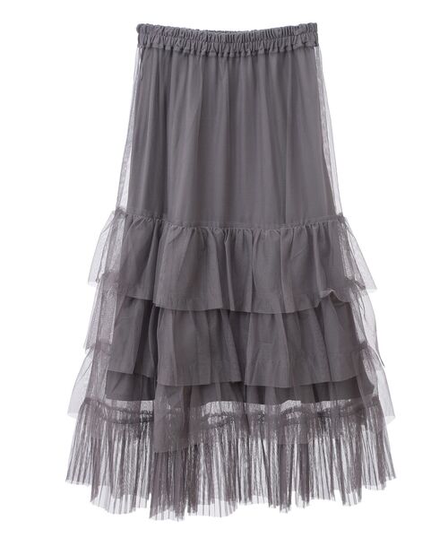 Green　Parks（グリーンパークス）の「2wayチュールティアードフリルスカート(ペチ付き)（スカート・レディース・アイボリー/ブラック/グレー・FREE）」の21枚目の写真