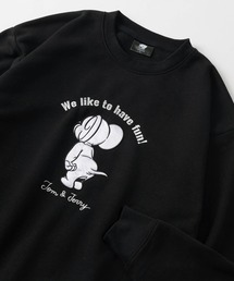 【TOM&JERRY/トムとジェリー】キャラクターイラスト ヴィンテージライクプリント&刺繍デザイン ビッグシルエット クルーネックスウェット/3Type