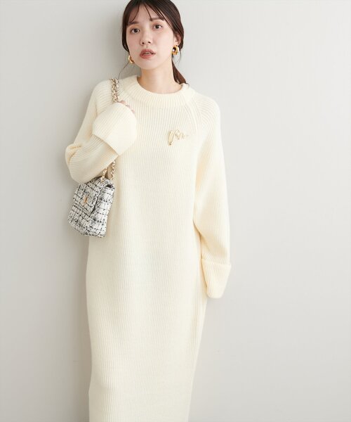 セール】ZIP付き畦ニットワンピース（ワンピース）｜natural couture