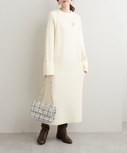 natural couture（ナチュラルクチュール）の「ZIP付き畦ニットワンピース（ワンピース・レディース・モカ/ブルー/アイボリー/カーキ/ブラック・FREE）」の10枚目の写真