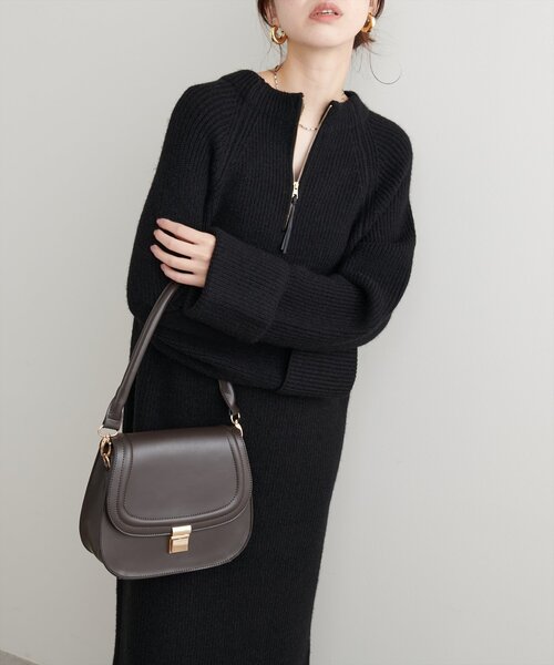 natural couture（ナチュラルクチュール）の「ZIP付き畦ニットワンピース（ワンピース・レディース・モカ/ブルー/アイボリー/カーキ/ブラック・FREE）」の12枚目の写真