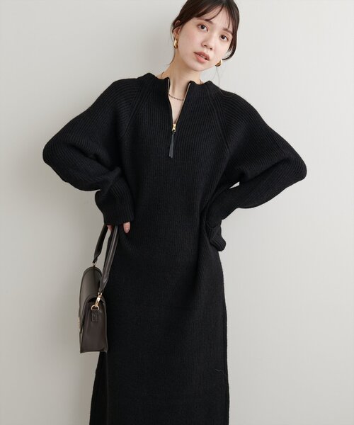 natural couture（ナチュラルクチュール）の「ZIP付き畦ニットワンピース（ワンピース・レディース・モカ/ブルー/アイボリー/カーキ/ブラック・FREE）」の13枚目の写真