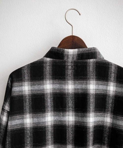 あ Mサイズラインストーン付きオーバーサイズネルシャツ a.p.o.v. -ankoROCK's select- オンブレチェックネルシャツ