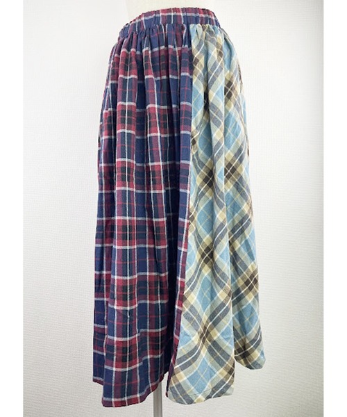 Rydia（リディア）の「ネルチェックロングスカート（スカート・レディース・ブルー/ネイビー・M）」の3枚目の写真