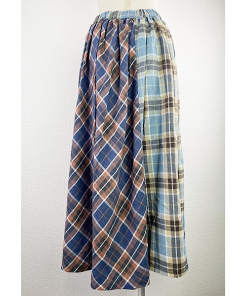 Rydia（リディア）の「ネルチェックロングスカート（スカート・レディース・ブルー/ネイビー・M）」の9枚目の写真