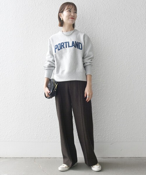 SHIPS any(シップス エニィ)の「SHIPS any:〈手洗い可能〉ヘリンボーン ストレート タック パンツ(その他パンツ・レディース・チャコールグレー/ブラウン・38/36)」の10枚目の写真