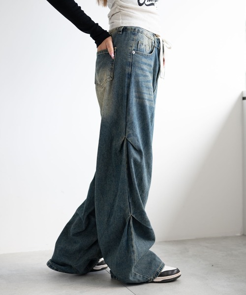 dispark（ディスパーク）の「DISPARK/ドロストコードフレアデニム（デニムパンツ・レディース・インディゴブルー/ブラック・SMALL/MEDIUM）」の12枚目の写真