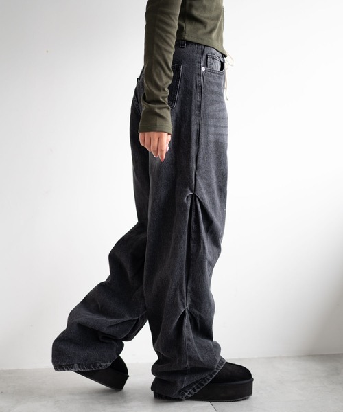 dispark（ディスパーク）の「DISPARK/ドロストコードフレアデニム（デニムパンツ・レディース・インディゴブルー/ブラック・SMALL/MEDIUM）」の7枚目の写真