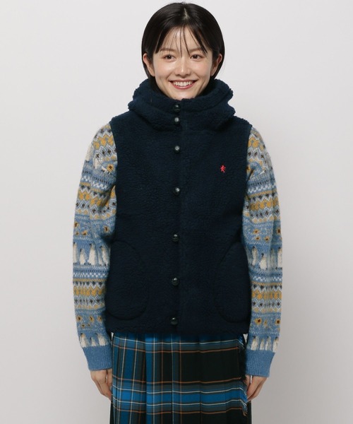 GYMPHLEX（ジムフレックス）の「【GYMPHLEX(ジムフレックス)】ボアフードベスト（ベスト・レディース・ネイビー/ライトベージュ/アイボリー・MEDIUM）」の13枚目の写真