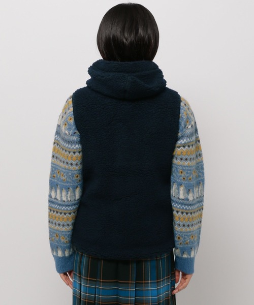 GYMPHLEX（ジムフレックス）の「【GYMPHLEX(ジムフレックス)】ボアフードベスト（ベスト・レディース・ネイビー/ライトベージュ/アイボリー・MEDIUM）」の15枚目の写真