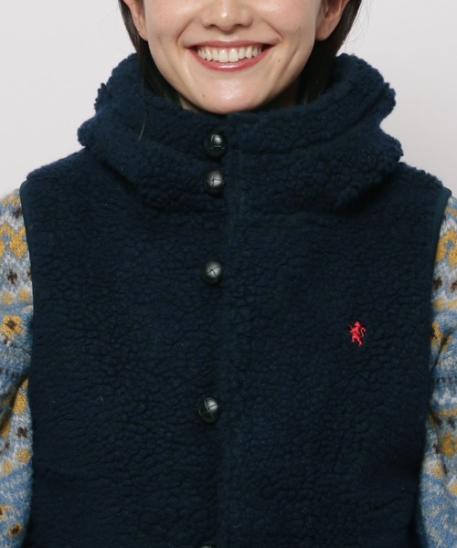 GYMPHLEX（ジムフレックス）の「【GYMPHLEX(ジムフレックス)】ボアフードベスト（ベスト・レディース・ネイビー/ライトベージュ/アイボリー・MEDIUM）」の17枚目の写真