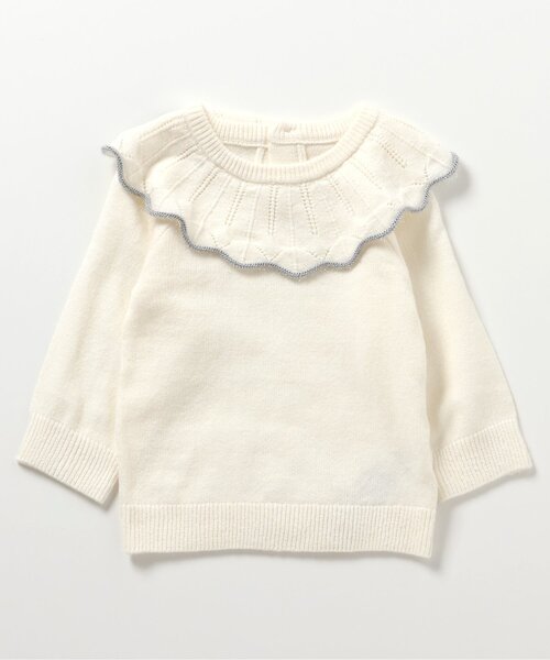 apres les cours（アプレレクール）の「衿付きニットセットアップ（セットアップ・キッズ・オフホワイト/ピンク・70/80）」の3枚目の写真