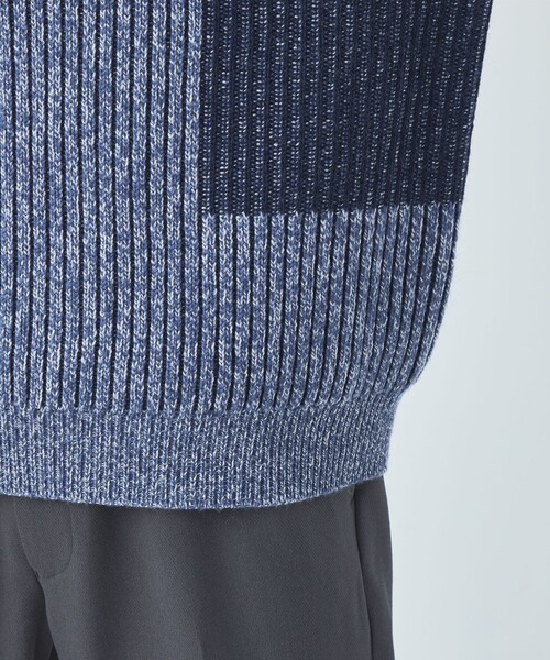 green label relaxing（グリーンレーベルリラクシング）の「ヨリモク ブロック ジャカード クルーネック ニット（ニット/セーター・メンズ・オフホワイト/グレー/ロイヤルブルー・S/M/L/XL）」の14枚目の写真